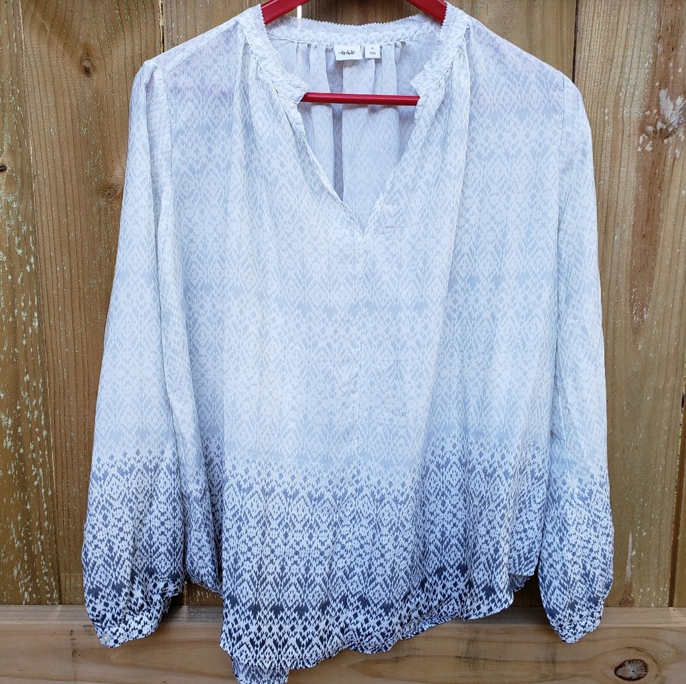 GAP Ombre Long Sleeve Silky Blouse